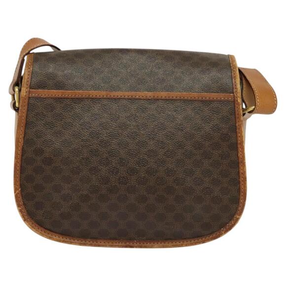 CELINE Macadam Canvas Shoulder Bag Pvc Leather Brown Gold - Picture 3 of 12